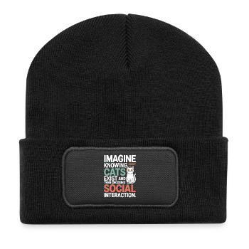 Chat : imaginez savoir que les chats existent Maman de chats - Beanie recyclé à patch - noir - Devant