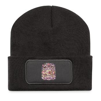 La fête du thé de la maman de la fille d’anniversaire - Beanie recyclé à patch - charbon - Devant