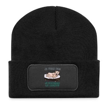 Ours Grizzly animal Fun – Je surveille le monde - Beanie recyclé à patch - noir - Devant