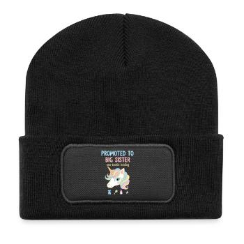 Révélation du sexe Baby Shower Équipe Grandes Sœurs Rose - Beanie recyclé à patch - noir - Devant