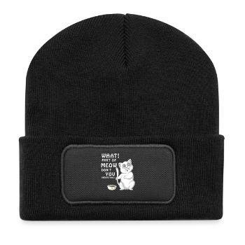 Welchen Teil von Meow verstehst du nicht Katzenfutter - Recycelte Patch Beanie - Schwarz - Vorne