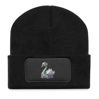 Blue Mechanical Swan - Recycled Patch Beanie - black - Front