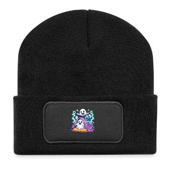 Sleeping ghost readers in a haunted book - Recycled Patch Beanie - black - Front