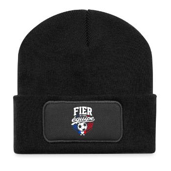 Fier de mon Équipe - Supporter Football France - Beanie recyclé à patch - noir - Devant