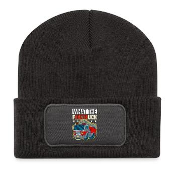 What the Firetruck Cartoon Fire Truck - Recycled Patch Beanie - dark grey - Front