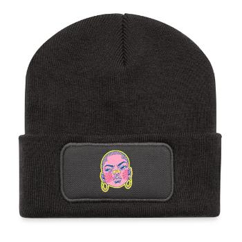 Black female portrait #9 - Recycled Patch Beanie - dark grey - Front