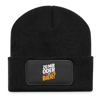 Bier Zu Mir Oder Zu Bier Flirt Single Party Malle - Recycelte Patch Beanie - Schwarz - Vorne