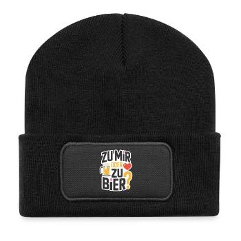 Bier Zu Mir Oder Zu Bier Flirt Single Party Malle - Recycelte Patch Beanie - Schwarz - Vorne