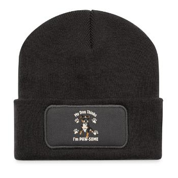 Dog Thinks Im Pawsome - Recycled Patch Beanie - dark grey - Front