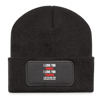 Mehr als Pommes Liebe - Recycelte Patch Beanie - Dunkelgrau - Vorne