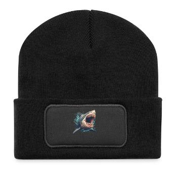 Weißer Haie Weißer Hai - Recycelte Patch Beanie - Schwarz - Vorne