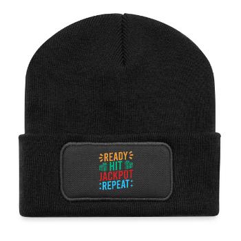 Gambling Fan Ready Hit Jackpot Repeat Casino - Recycelte Patch Beanie - Schwarz - Vorne