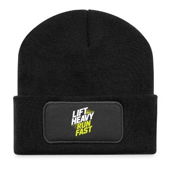Lift Heavy Run Fast Gym Weight Training Workout Fitness - Recycled Patch Beanie - black - Front