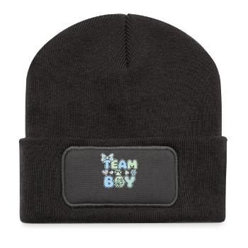 Gender Reveal Team Boy Baby Shower Pregnancy - Recycled Patch Beanie - dark grey - Front