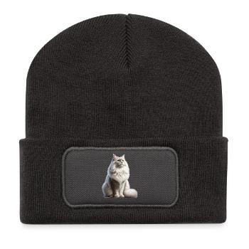 Türkisch Angorakatze - Recycelte Patch Beanie - Dunkelgrau - Vorne