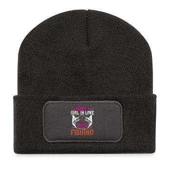 Just_a_GIRL_IN_LOVE_with_fishing-012 - Recycled Patch Beanie - dark grey - Front