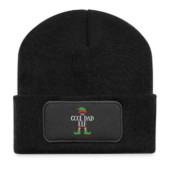Cooler Papa Elf Weihnachtsgrafik - Recycelte Patch Beanie - Schwarz - Vorne