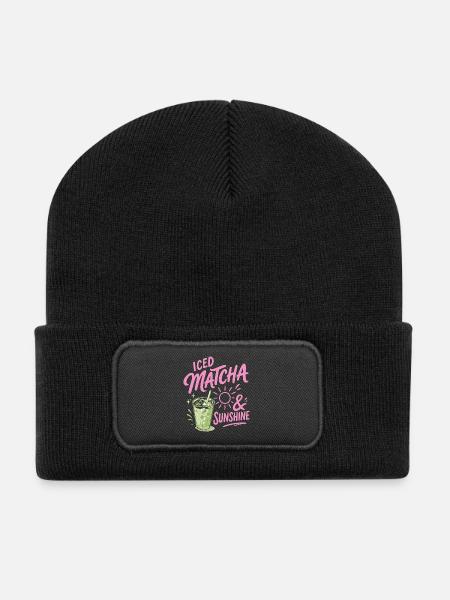 Iced Matcha Sunshine - Sommergetränk - Recycelte Patch Beanie - Schwarz