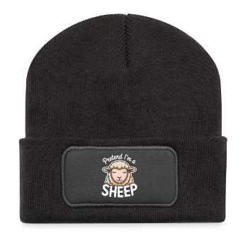 Schafe Sprüche Schafe Lustiges Schafe Geschenk - Recycelte Patch Beanie - Dunkelgrau - Vorne