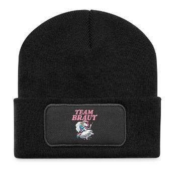 Team Braut Junggesellinnenabschied - Recycelte Patch Beanie - Schwarz - Vorne