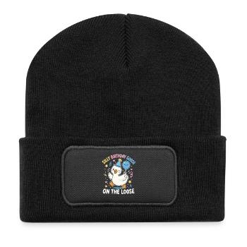 L’Oie d’anniversaire folle - Beanie recyclé à patch - noir - Devant