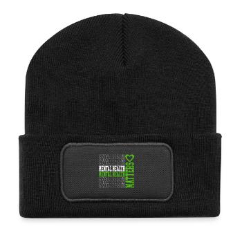 Mental Health Repetition Green Accents Gift - Recycled Patch Beanie - black - Front