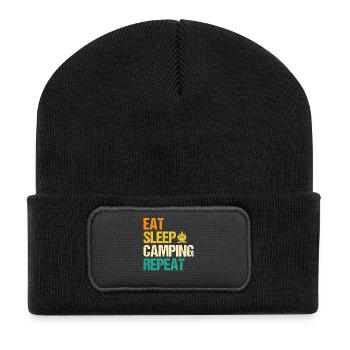 Camping Bonfire Camp Life Forest Camper - Recycelte Patch Beanie - Schwarz - Vorne