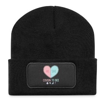 Geschlechterenthüllung: Er ist Cousin zur Bienen-Babyparty - Recycelte Patch Beanie - Schwarz - Vorne