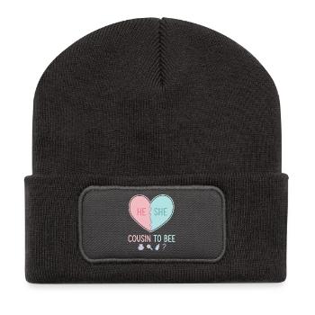 Gender Reveal He She Cousin To Bee Baby Shower - Recycled Patch Beanie - dark grey - Front