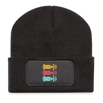 Vintage-Rennwagen-Blueprint Retro - Recycelte Patch Beanie - Dunkelgrau - Vorne