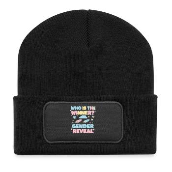 Révélation du sexe : Qui est le gagnant de la baby shower - Beanie recyclé à patch - noir - Devant
