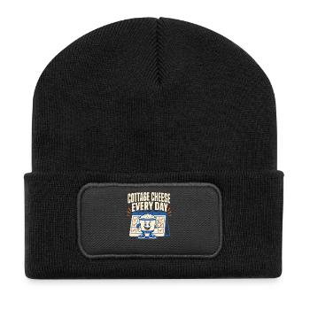 Proteinreiches Snack-geschenk Für Feinschmecker - Recycelte Patch Beanie - Schwarz - Vorne