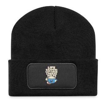 Proteinreiches Snack-geschenk Für Feinschmecker - Recycelte Patch Beanie - Schwarz - Vorne