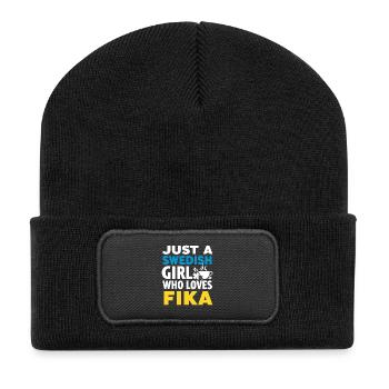 Nur ein schwedisches Mädchen, das Fika liebt – Sweden Pride - Recycelte Patch Beanie - Schwarz - Vorne