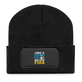 Swedish Girl Fika Club - Café scandinave mignon - Beanie recyclé à patch - noir - Devant