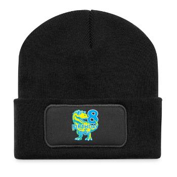 DINO 8 JAHRE DINOSAURIER 8. GEBURTSTAG - Recycelte Patch Beanie - Schwarz - Vorne