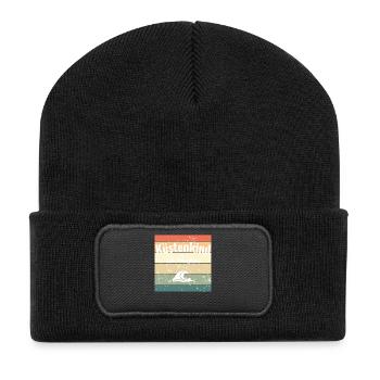 Küstenkind im Herzen - Recycelte Patch Beanie - Schwarz - Vorne