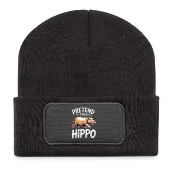 Nilpferd Sprüche Flusspferd Witz Nilpferd Geschenk - Recycelte Patch Beanie - Dunkelgrau - Vorne