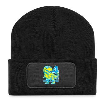 DINO 4 JAHRE DINOSAURIER 4. GEBURTSTAG - Recycelte Patch Beanie - Schwarz - Vorne