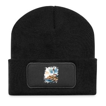 Leuchtturm - Recycelte Patch Beanie - Schwarz - Vorne