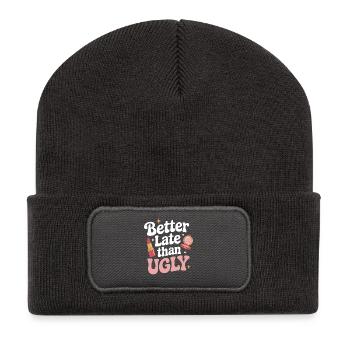 Mieux vaut tard que vilaine diva maquillage Retardataire - Beanie recyclé à patch - charbon - Devant