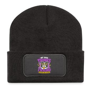 My Dog Thinks I'm Kind Humans Not So Much - Recycled Patch Beanie - dark grey - Front