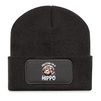 Nilpferd Sprüche Flusspferd Witz Nilpferd Geschenk - Recycelte Patch Beanie - Dunkelgrau - Vorne