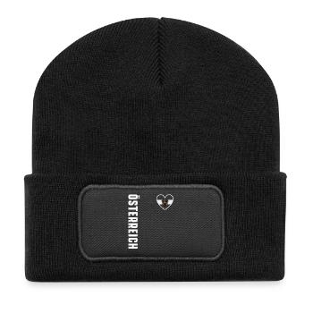 Austria Heart Flag Emblem - Recycled Patch Beanie - black - Front