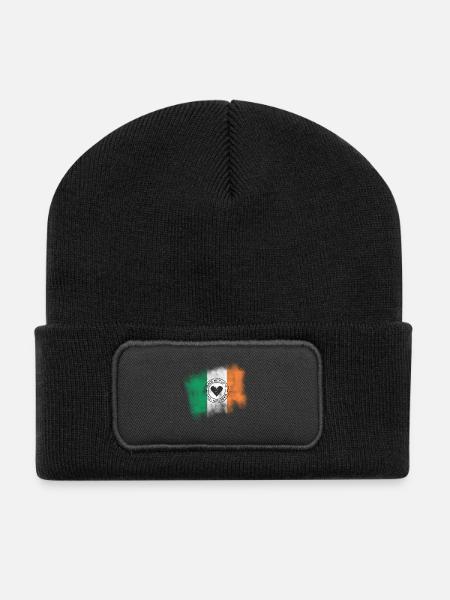 Ireland Flag | Made With Love Retro Design - Recycled Patch Beanie - black
