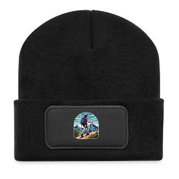 Bergsteigerin - Recycelte Patch Beanie - Schwarz - Vorne