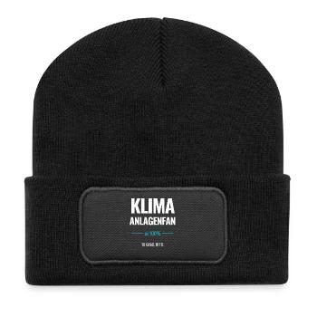 Klimaanlagenfan zu 100% 18 Grad bitte - Recycelte Patch Beanie - Schwarz - Vorne