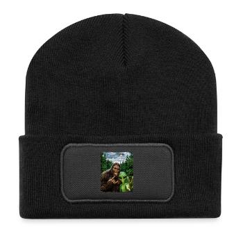 Bigfoot Alien Rocker, Rock Music, Rock Hand, UFO - Recycled Patch Beanie - black - Front