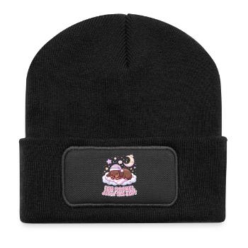 Offizielles Schlafshirt Schlafanzug Dackel Hund - Recycelte Patch Beanie - Schwarz - Vorne