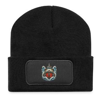 Schleppschiffe Schlepper Artistic Illustration - Recycelte Patch Beanie - Schwarz - Vorne